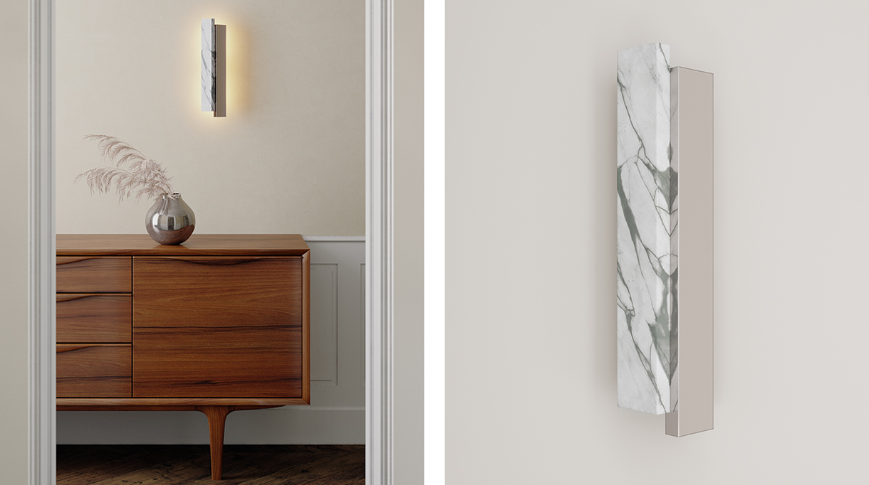 meuble enfilade vintage - applique en marbre - Atelier pulsatil - signatures singulieres