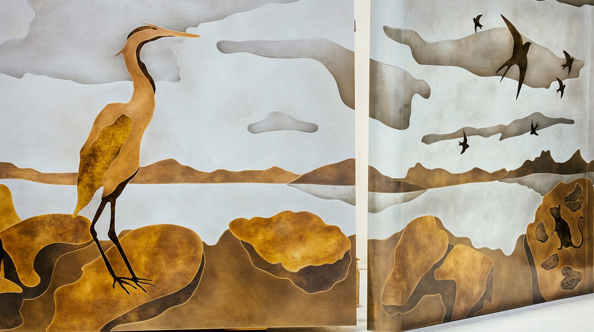 fable de la fontaine ;Frise en marqueterie de métal sur mesure
